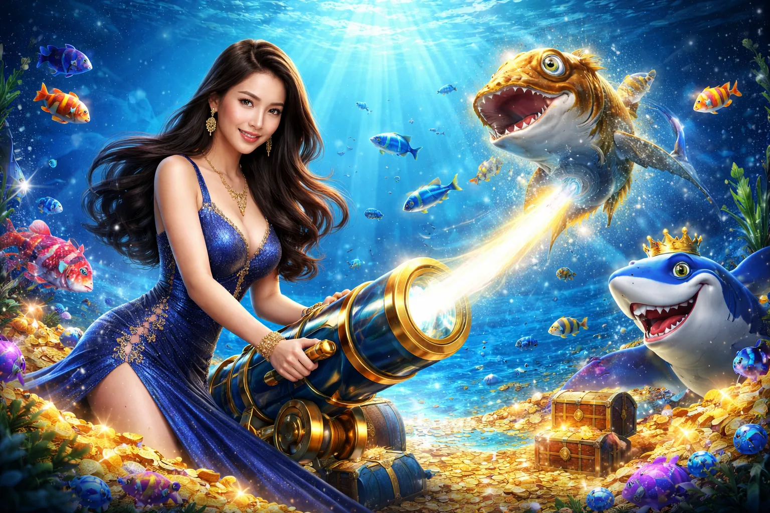 Hình ảnh chính của Game Bắn Cá 68win1 với kho báu dưới đại dương